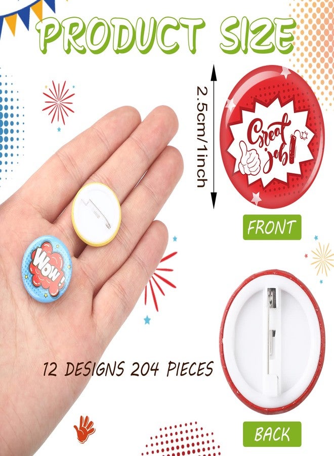 Highergo 204 Pcs Reward Button Pins Mini Recognition Round Motivational Buttons Bulk Appreciation Encouragement Pin Badges Good Job Team Award for Employees Kids Students Workers Gifts - Image 2